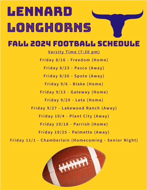 See attached schedule or printed schedule below